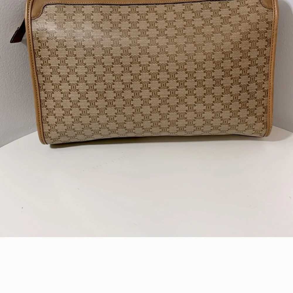 Celine Brown and Tan Clutch Bag with Leather Trim *FINAL PRICE* - Picture 4 of 13